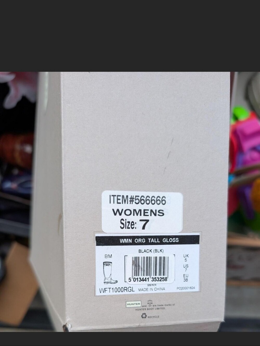 Hunter Black Gloss Tall Women's Rain Boots - Picture 3 of 3